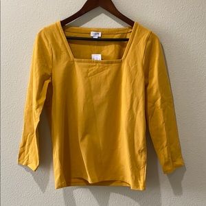Yellow J Crew square neck top